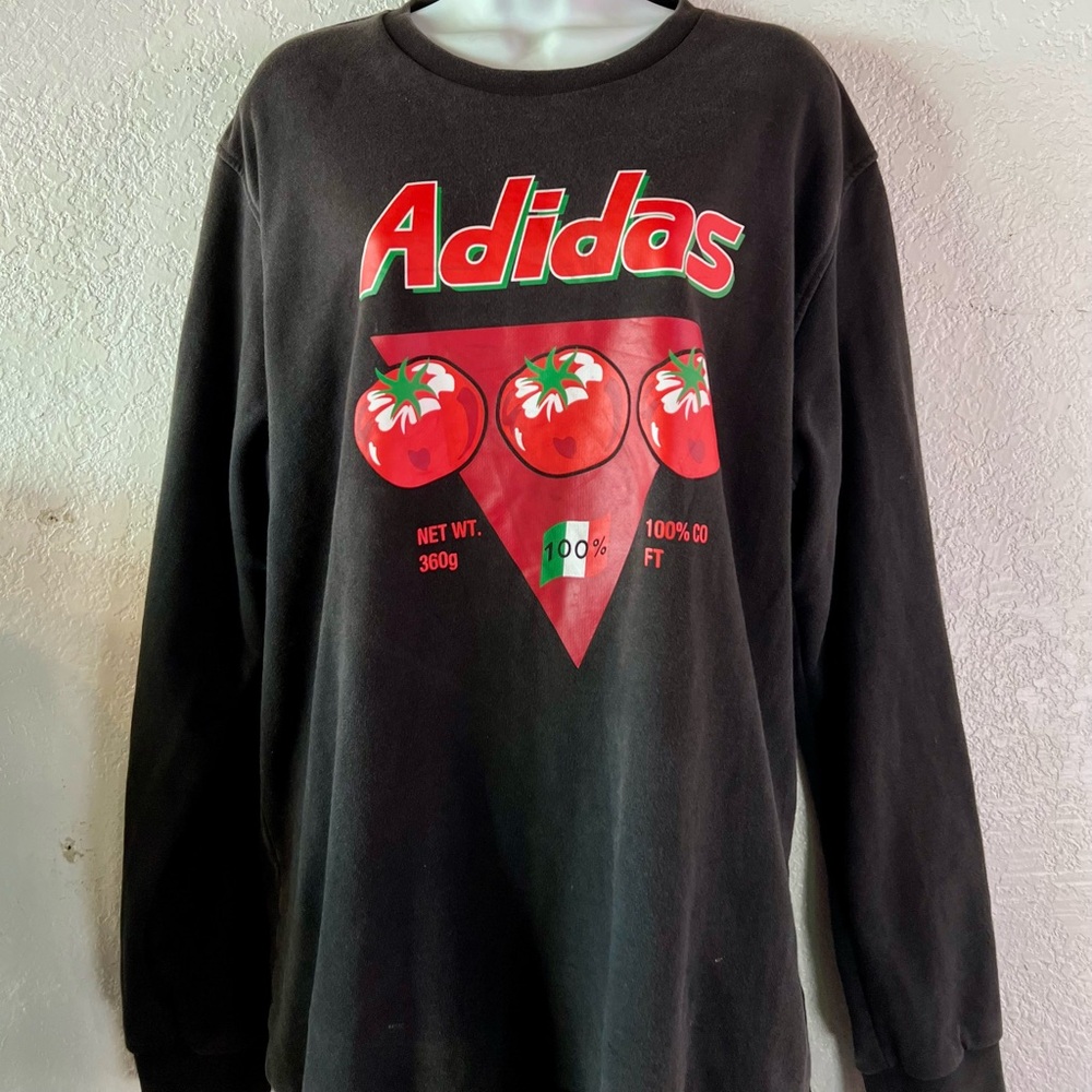 Adidas Black Crewneck Sweater with Tomato Graphic